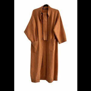 Flannel Wool & Cashmere Long Cardigan – One Size